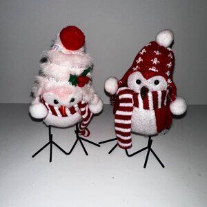 set of 2 KOHLS FABRIC BIRDS 6" Christmas 2024 pink & red